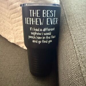Black Insulated Tumbler with Nephew Quote